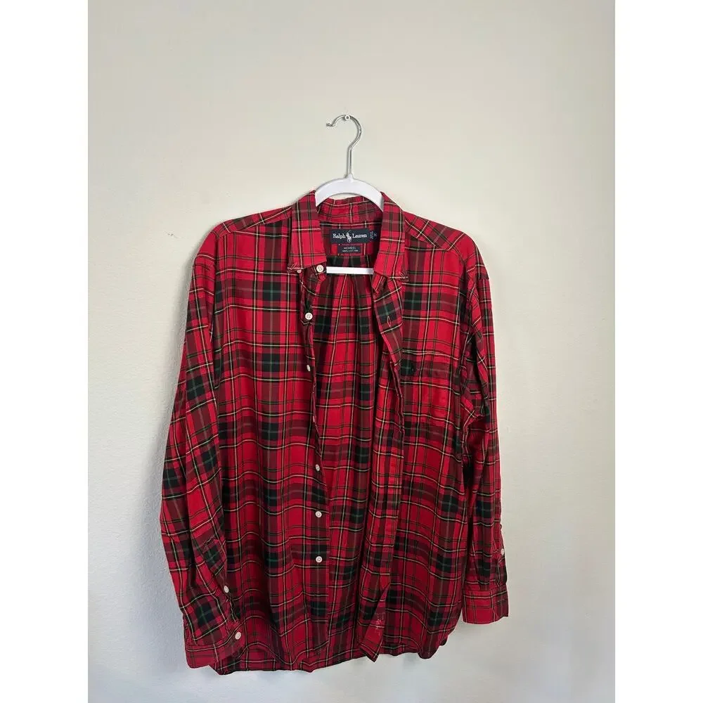 Polo Ralph Lauren McMeel Plaid Button Down Shirt Men’s Medium Red Green Cotton